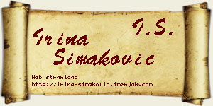 Irina Simaković vizit kartica